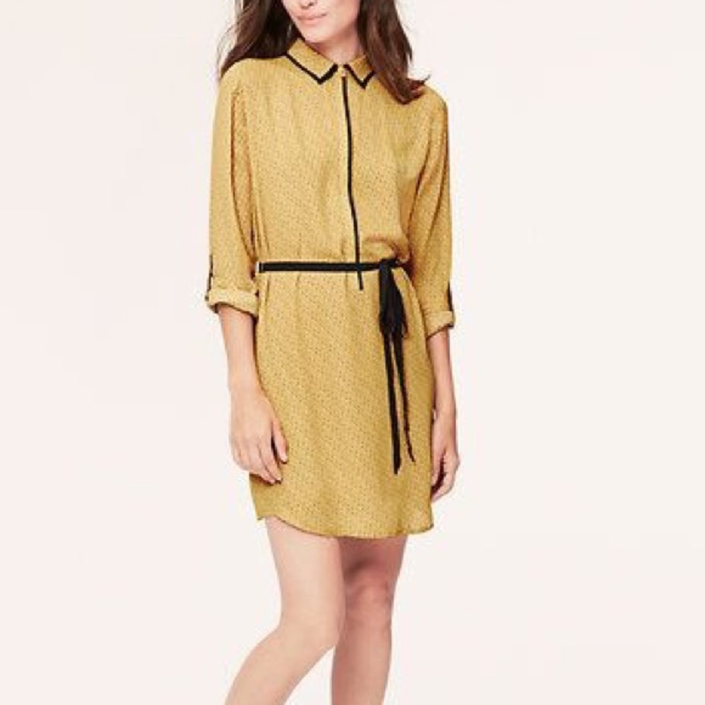 Loft Floral Piped Shirt Dress
